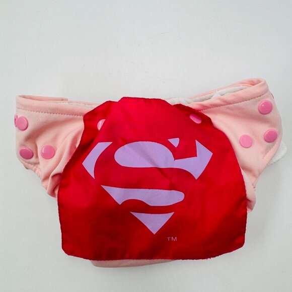 DC Comics Heroes Snap In One Cloth Diaper w/Cape Supergirl Adjustable - Picture 8 of 16